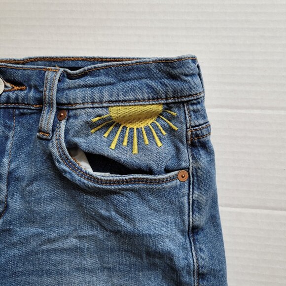 Blank NYC jean shorts boho denim cut off sun rainbow embroidery coastal cowgirl - Picture 3 of 15